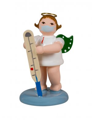Corona angel with clinical thermometer, with halo