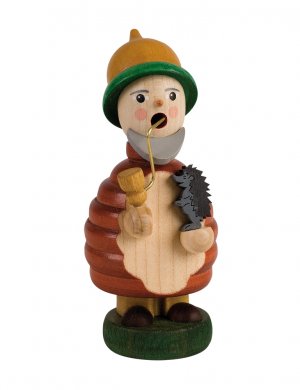 Smoking man gnome with hedgehog