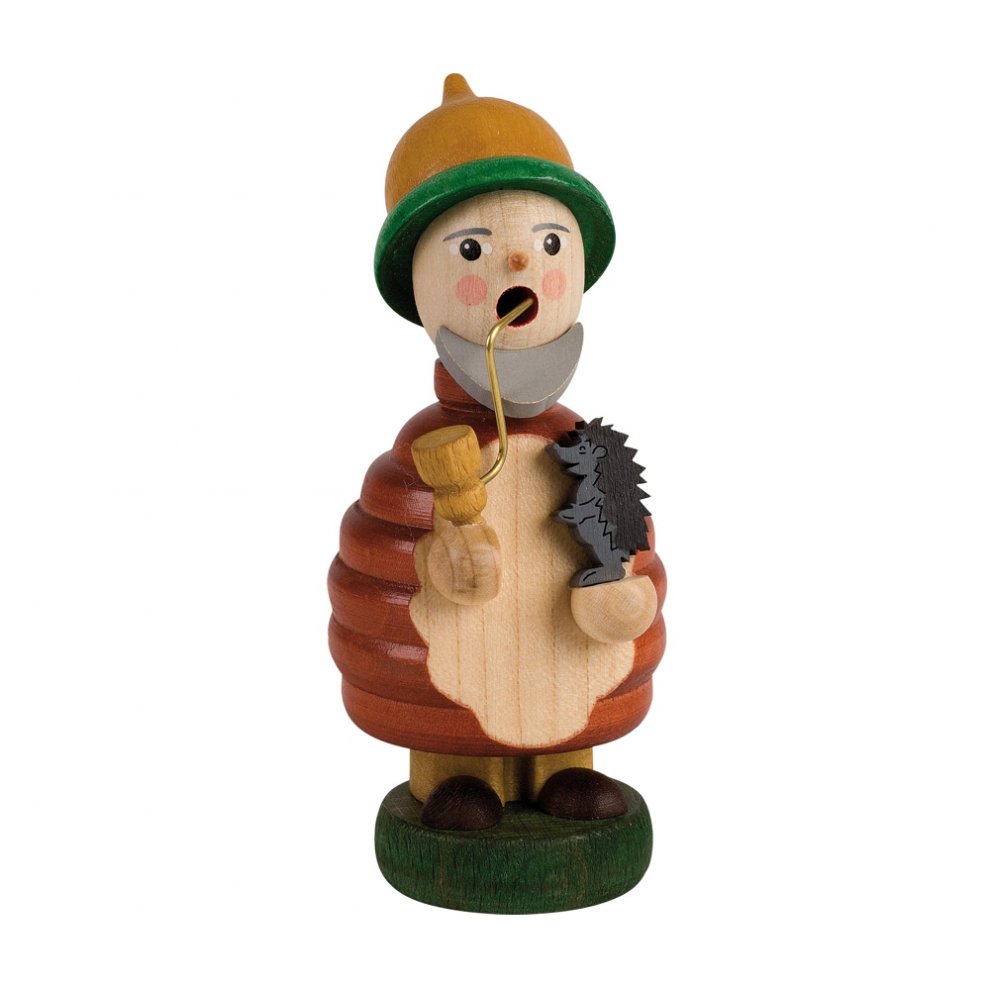 Smoking man gnome with hedgehog
