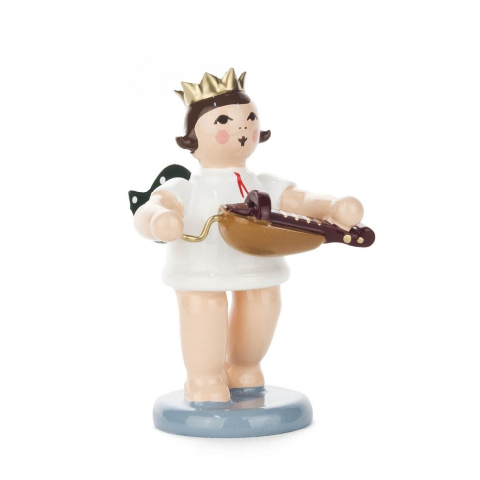 Angel with hurdy-gurdy, with crown