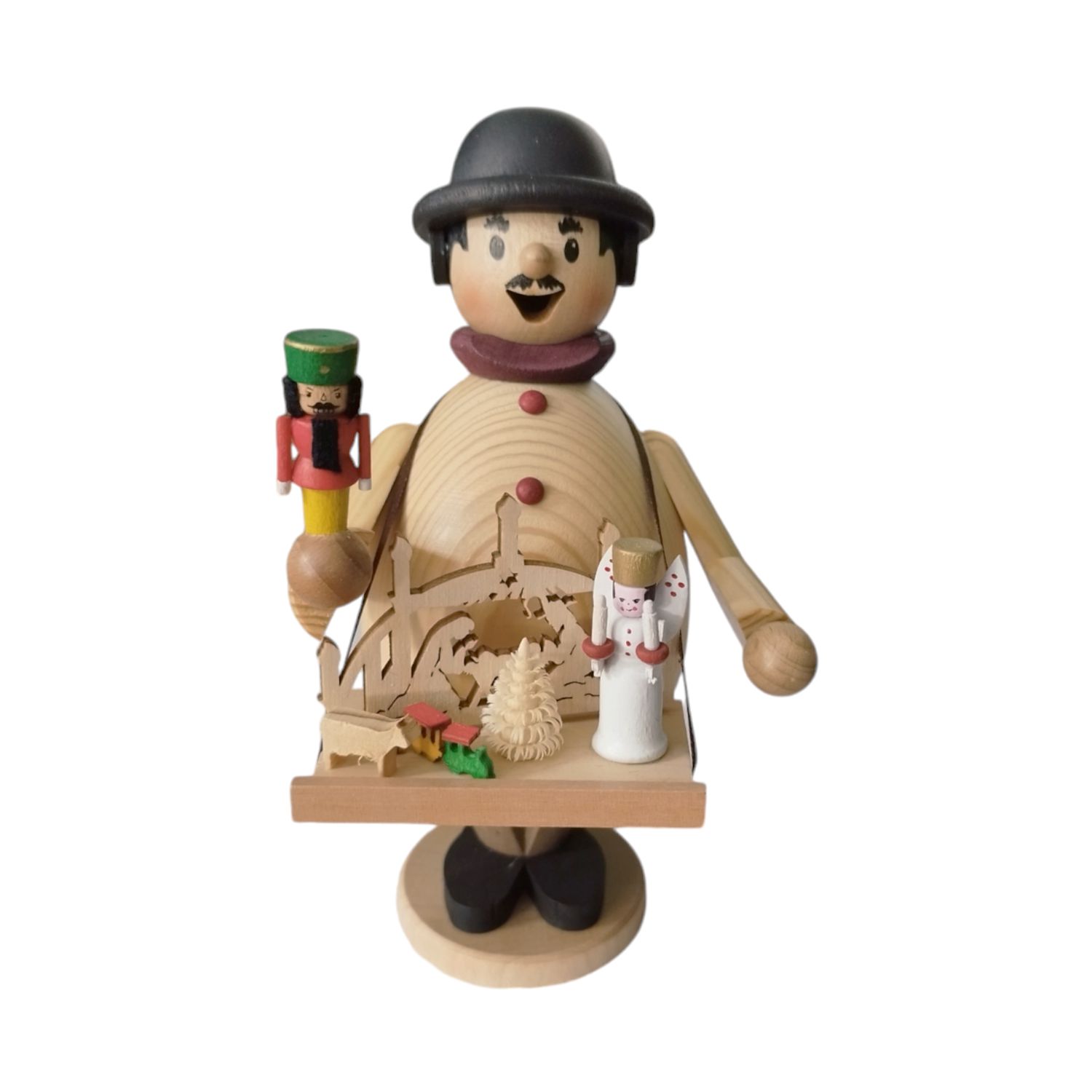 Smoking man Max as a Christmas market vendor