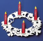 Window picture Advent wreath with 4 colored candles