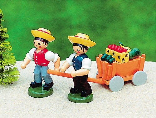 Harvest wagon with 2 boys
