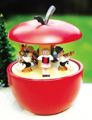 Spieldose, Kindermusikanten im Apfel, Melodie:"Kleine Welt-Bummi Lied"