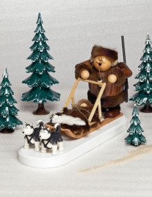 Räuchermann Eskimo (Trapper) mit Hundeschlitten