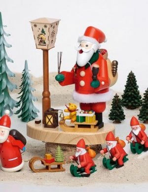 Räuchermann Weihnachtsmann an Laterne mit Batteriebetrieb