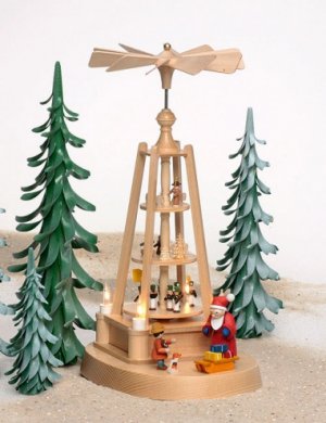 Christmas pyramid with miniature figures, electrically