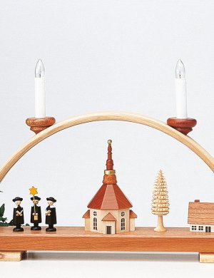 Light Arch carolers with Seiffen church, electr.