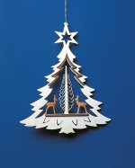 Fensterbild Tanne mit Rehen