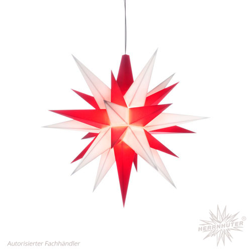 Herrnhuter plastic 13cm white/red LED - Erzgebirgskunst-Shop