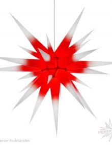 Herrnhuter Stern, Papier 80cm, weiß mit rotem Kern