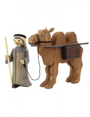 Cameleer with camel and packages, stained