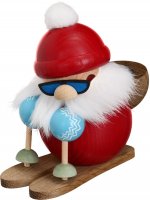 Kugelräucherfigur Nikolaus läuft Ski