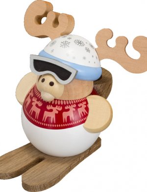 Kugelräucherfigur Ski Elch
