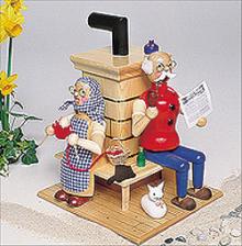 Räuchermann Opa und Oma am Ofen