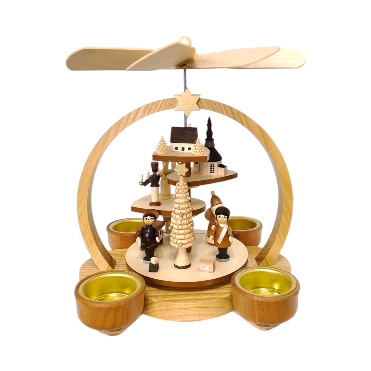 Tealight pyramid Santa Claus, natural