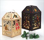 Lantern winter landscape black electrically illuminated