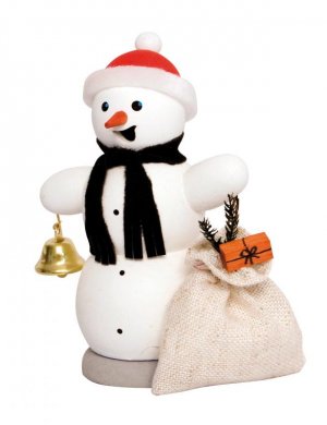 smoker snowman with gifts bag