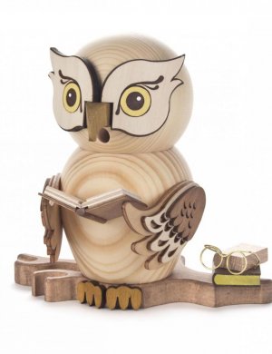 Räucherfigur Eule mit Büchern, natur **neu 2015**