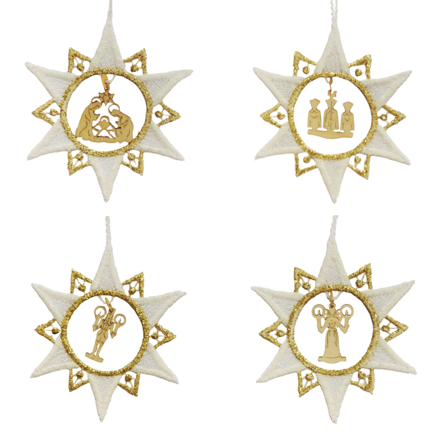 Tree decoration Christmas motifs in Plauen lace