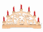 Mini-candle arch palm crib with red candles