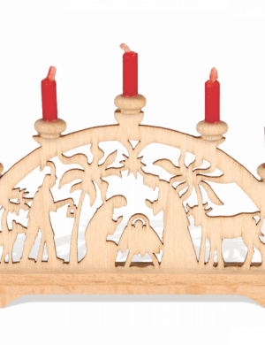Mini-candle arch palm crib with red candles