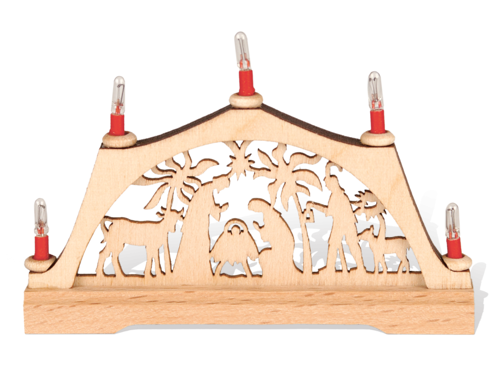 Mini-candle arch palm crib with electr. Candles