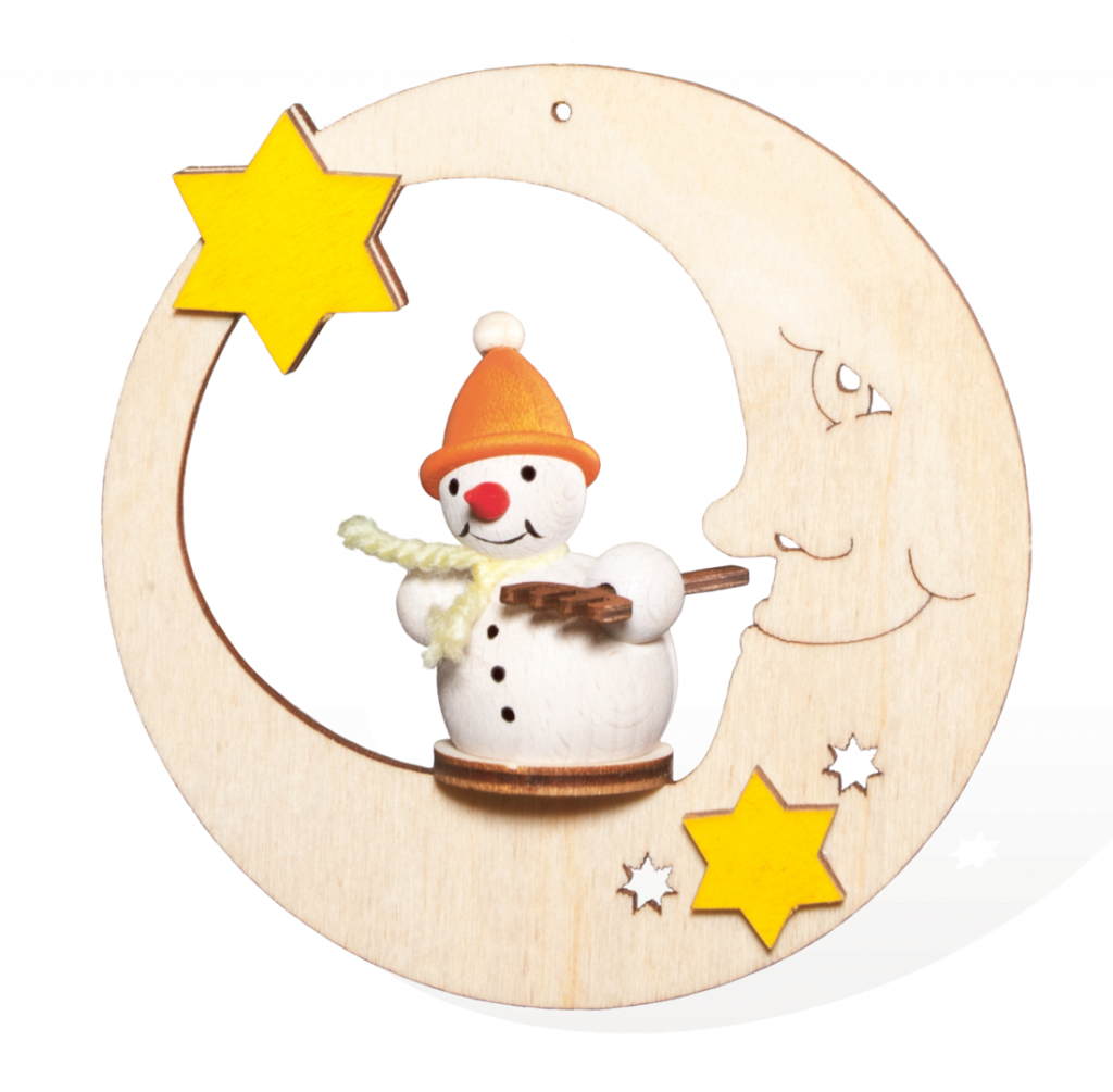 Baumbehang "Schneemann mit Besen im Mond" **Neu 2016**