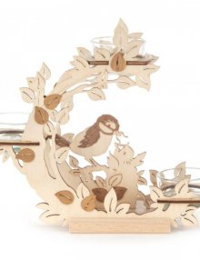 Candle Holder Flower Wreath with Birds