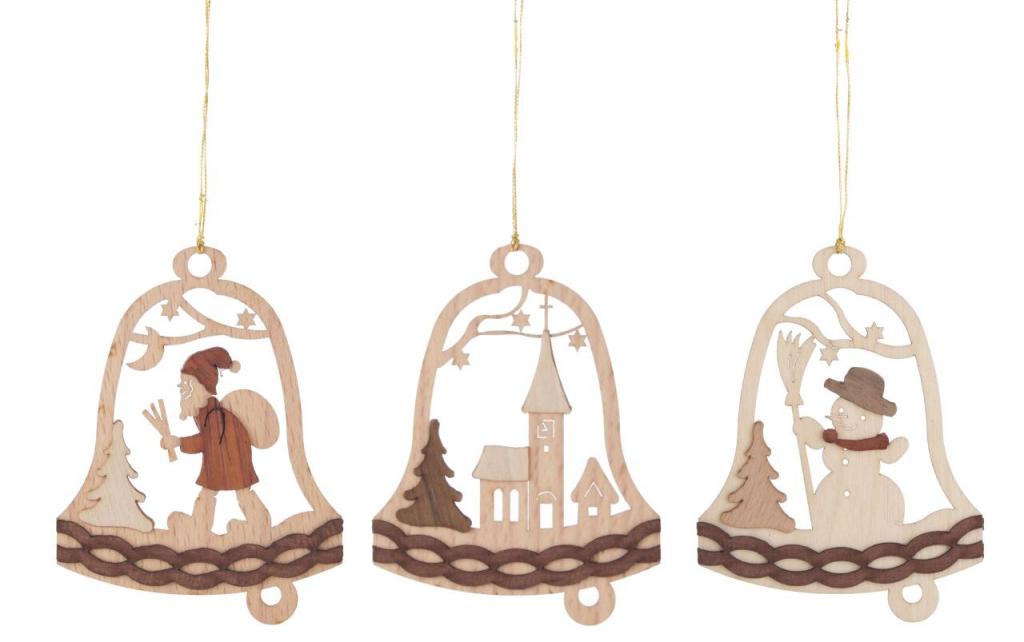 Tree hanging bell with christmas motifs, 6 pieces