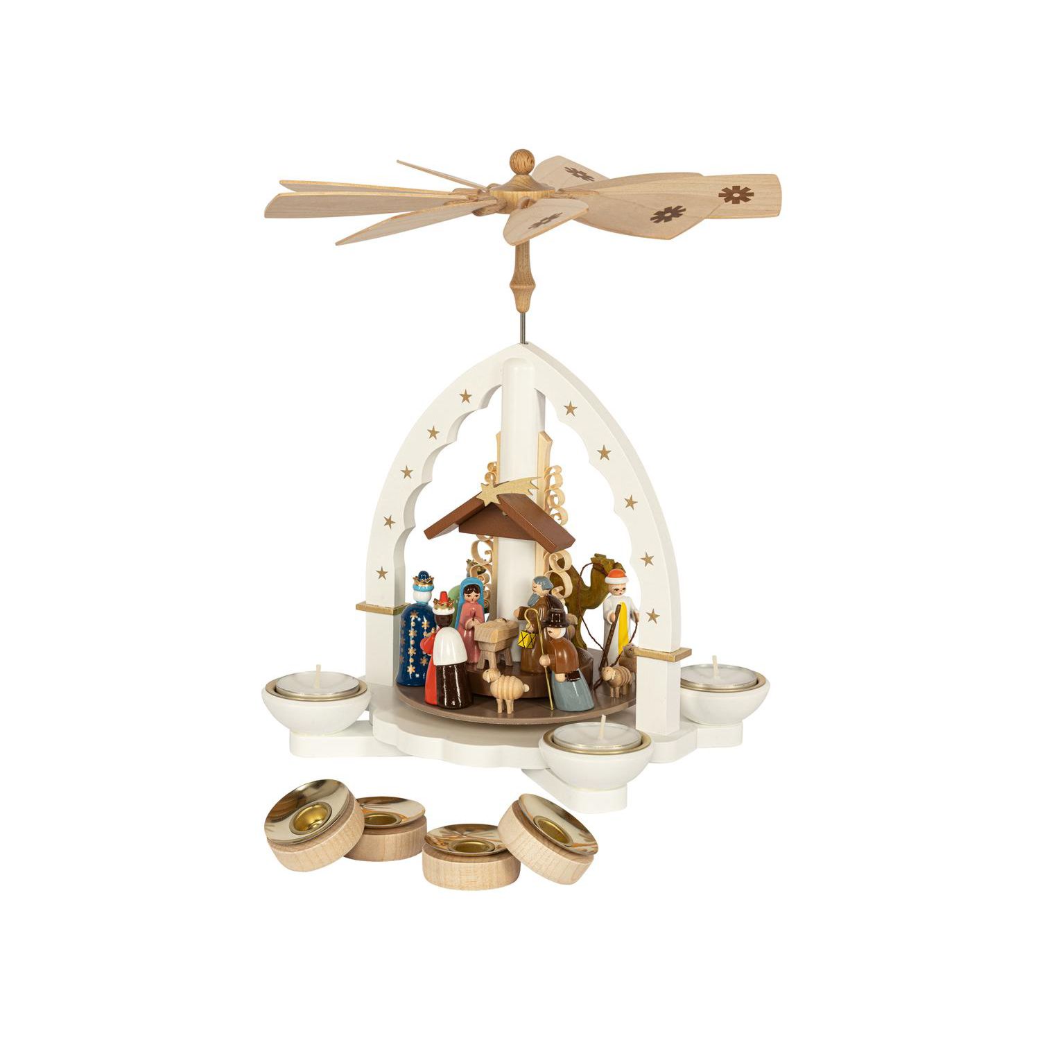 Pyramide Krippe mit Königen / weiß