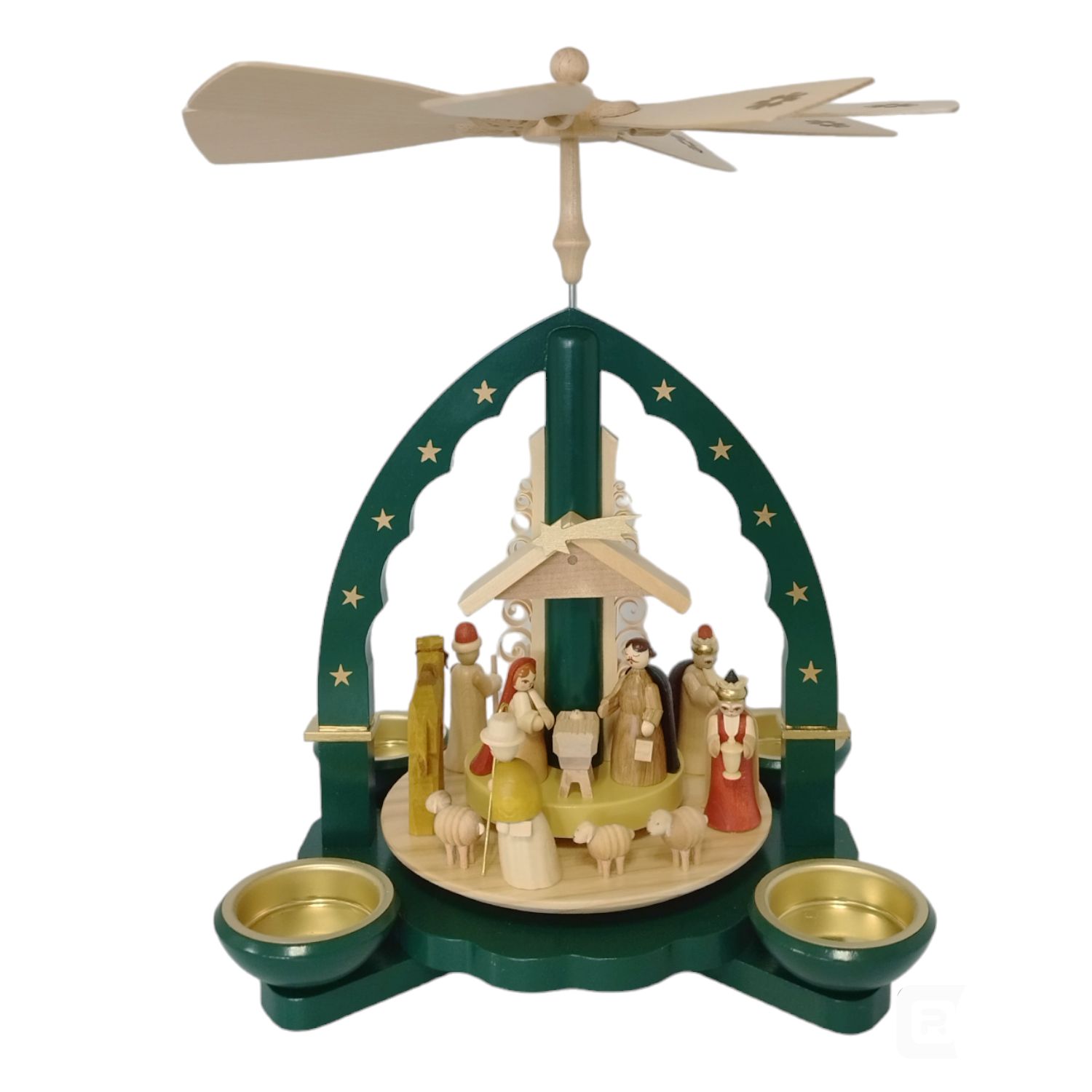 Pyramid of Christ's birth for tea lights or candles, green