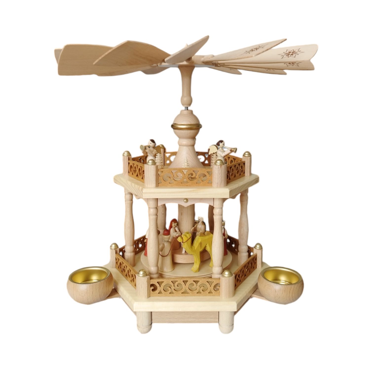 Pyramid Nativity Scene 2-level natural