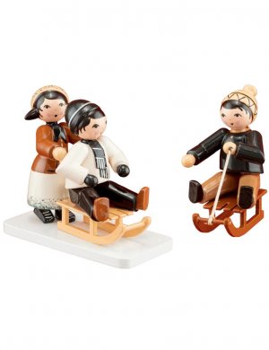 Sled children, brown