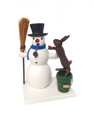 Smoking man snowman and rabbit