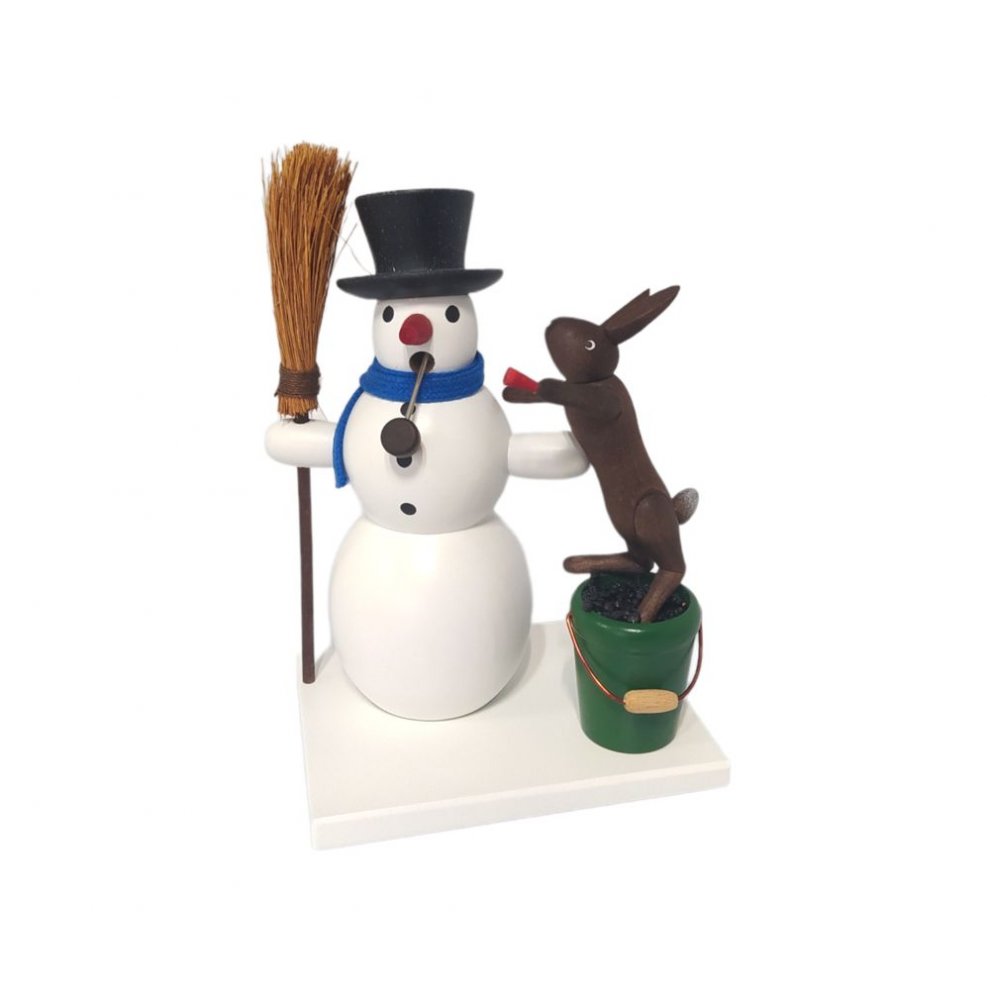 Smoking man snowman and rabbit