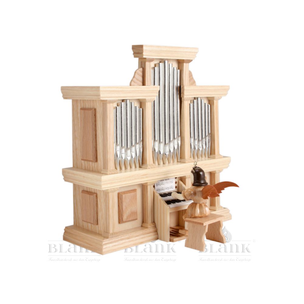 Short-skirt angel on organ with musical mechanism