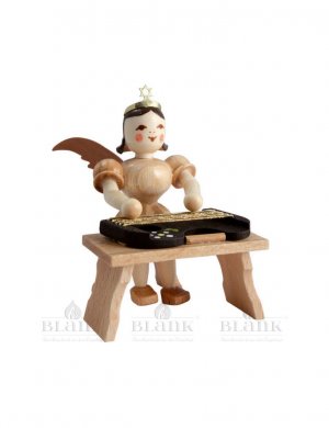 Blank angel with short skirt and zither, natural