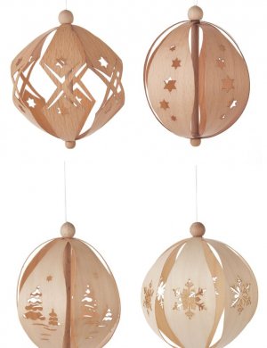 Tree decoration 4 balls 3D wood