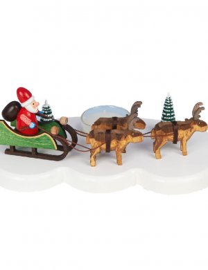 Tealight holder Santa Claus with reindeer, colored