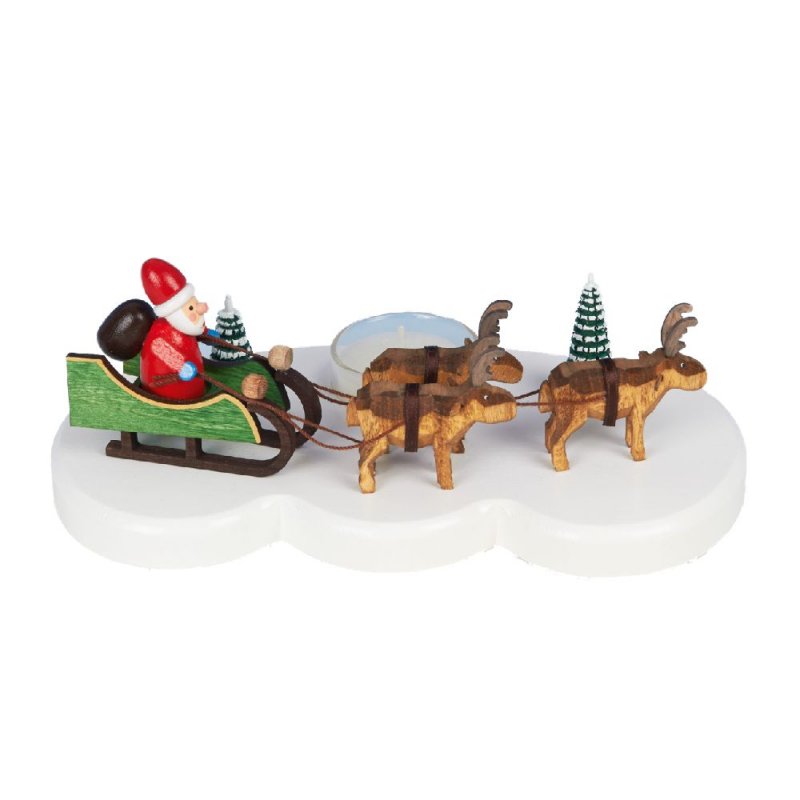 Tealight holder Santa Claus with reindeer, colored