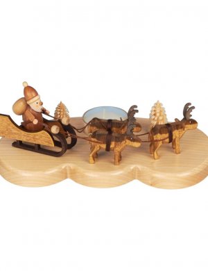 Tealight holder Santa Claus with reindeer, nature