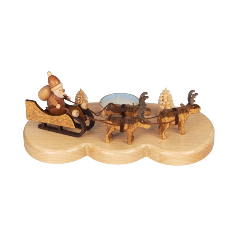 Tealight holder Santa Claus with reindeer, nature