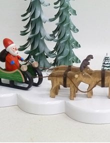 Tealight holder Santa Claus with reindeer, colored