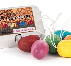 Hanging easter eggs in egg carton (6 pieces)