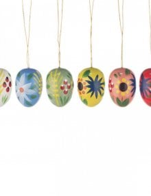 Hanging easter eggs with flower (6 pieces)