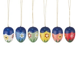 Hanging easter eggs with flower motif (6 pieces)
