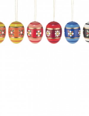 Hanging easter eggs with flower big (6 pieces)