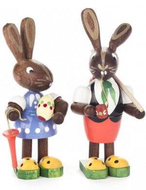 Easter bunny couple With egg, umbrella and whistle