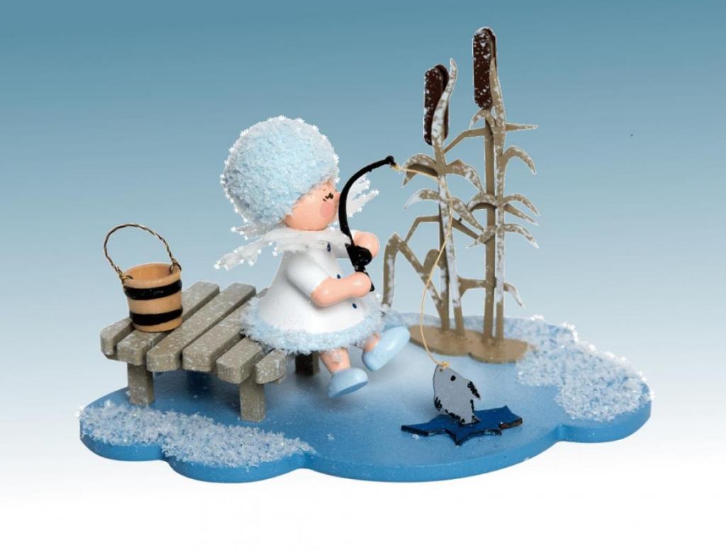 Snow Maiden on cloud ice fishing
